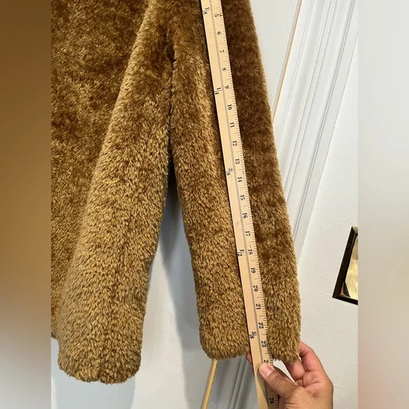 French‎ Connection Tan Faux Fur Teddy Jacket Sz. L - Picture 11 of 11
